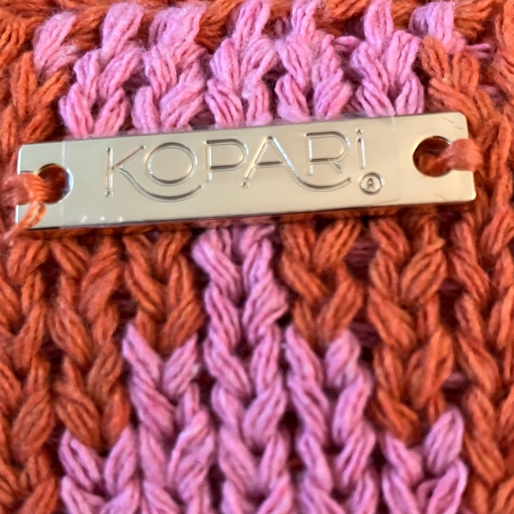 Kopari Knit Argyle Pink Orange Knit Hobo Y2K  Retro Slouchy Bag - Picture 5 of 10